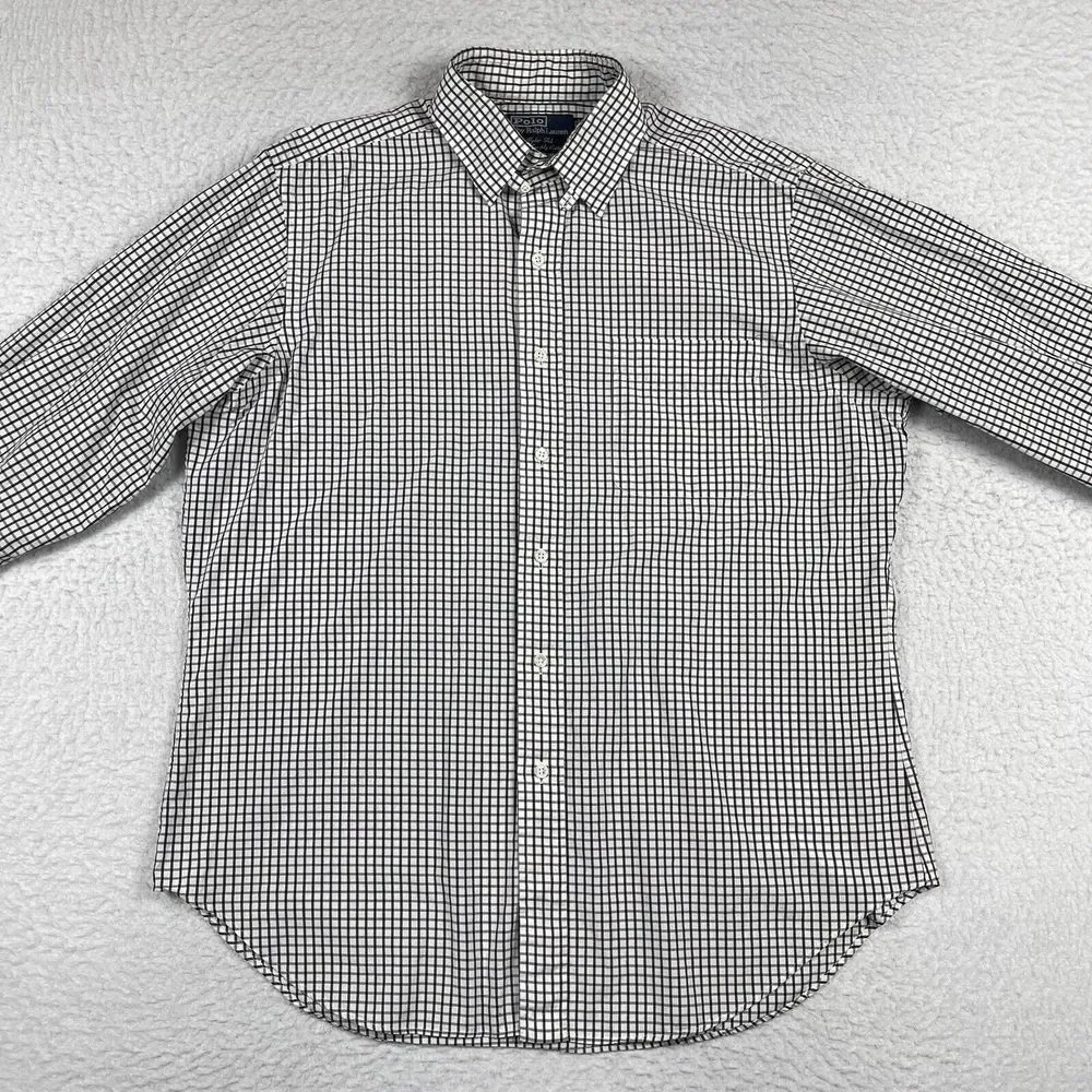 Polo Ralph Lauren Tyler Tab Shirt Mens 16-32‎ Black White Grid Check Button Down